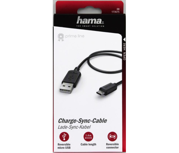 HAMA USB - microUSB dwustronny 1.4m czarny - 1387531 - zdjęcie 5